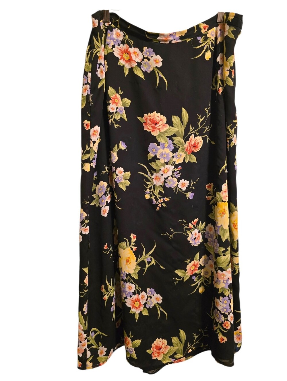 Vintage | Black Floral Maxi Skirt